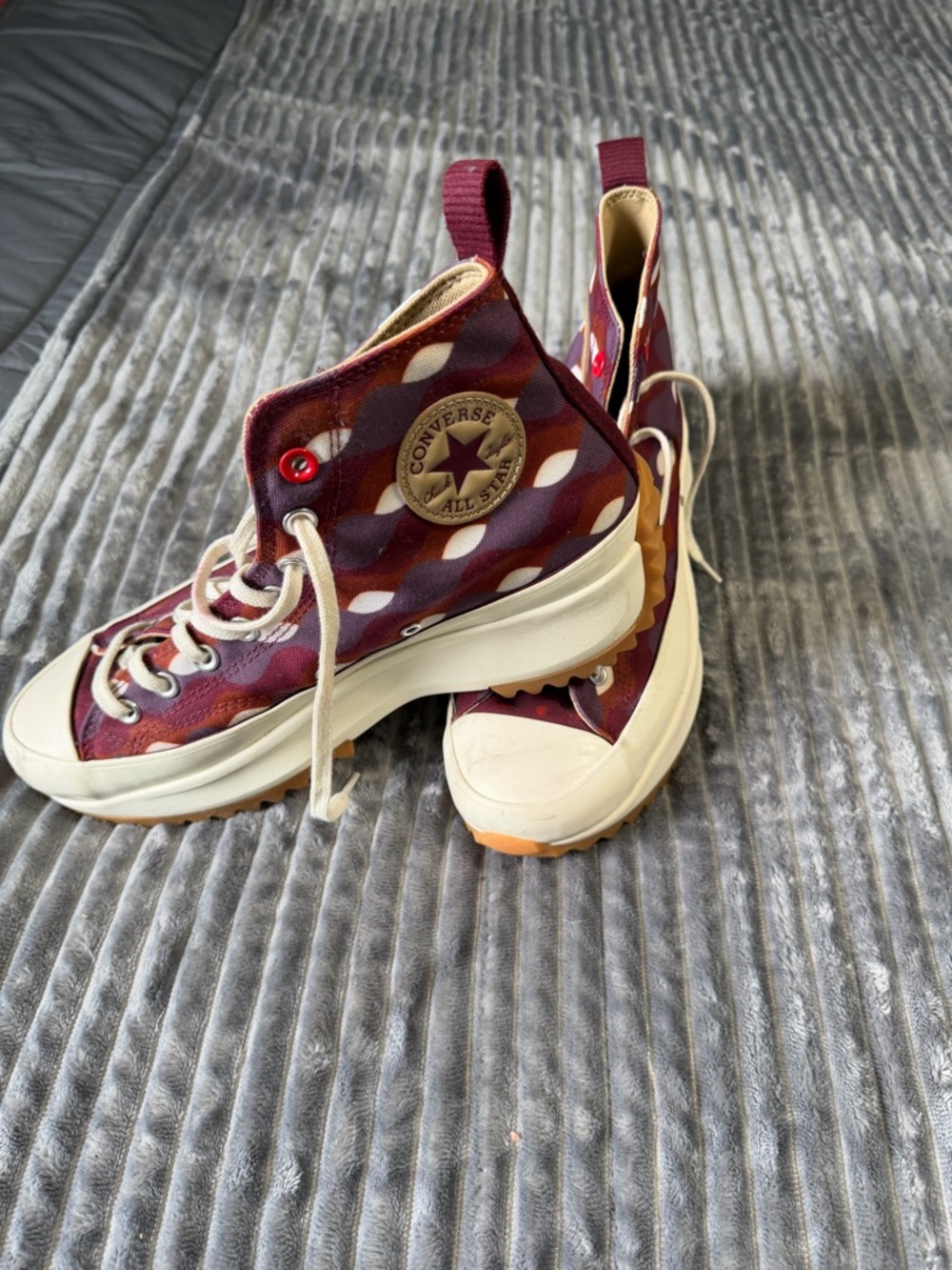 Converse High Top Sneakers - Burgundy, Cream & White